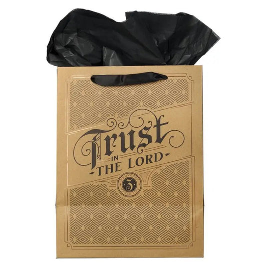 Trust in the Lord Cork-brown Large Portrait Gift Bag - Proverbs 3:5 - Gift Bags