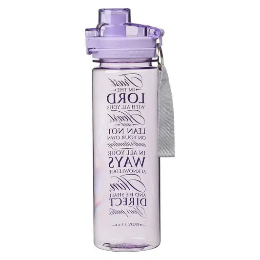 Trust in the Lord Purple BPA-free Plastic Water Bottle - Proverbs 3:5-6 - Water Bottles