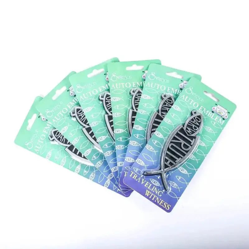 Truth Fish Eats Darwin Silver Auto Emblem – Christian Car Decal for Faith Display - Vehicle Magnets