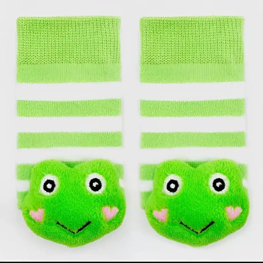 Turtle Boogie Toes Rattle Socks - 0-1 - Baby Socks pair green frog socks