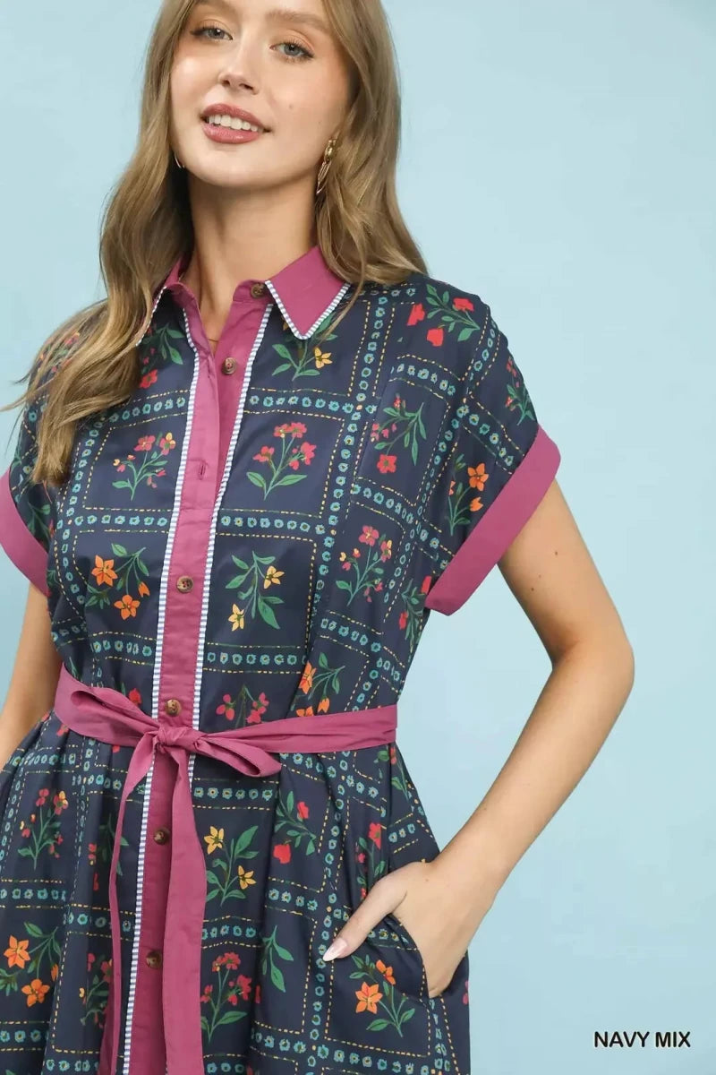 Umgee Mix Floral Button - Front Midi Dress | Dresses | 7