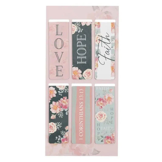 Vintage Faith Hope and Love Magnetic Bookmark Set - 1 Corinthians 13:13 - Magnetic Bookmarks