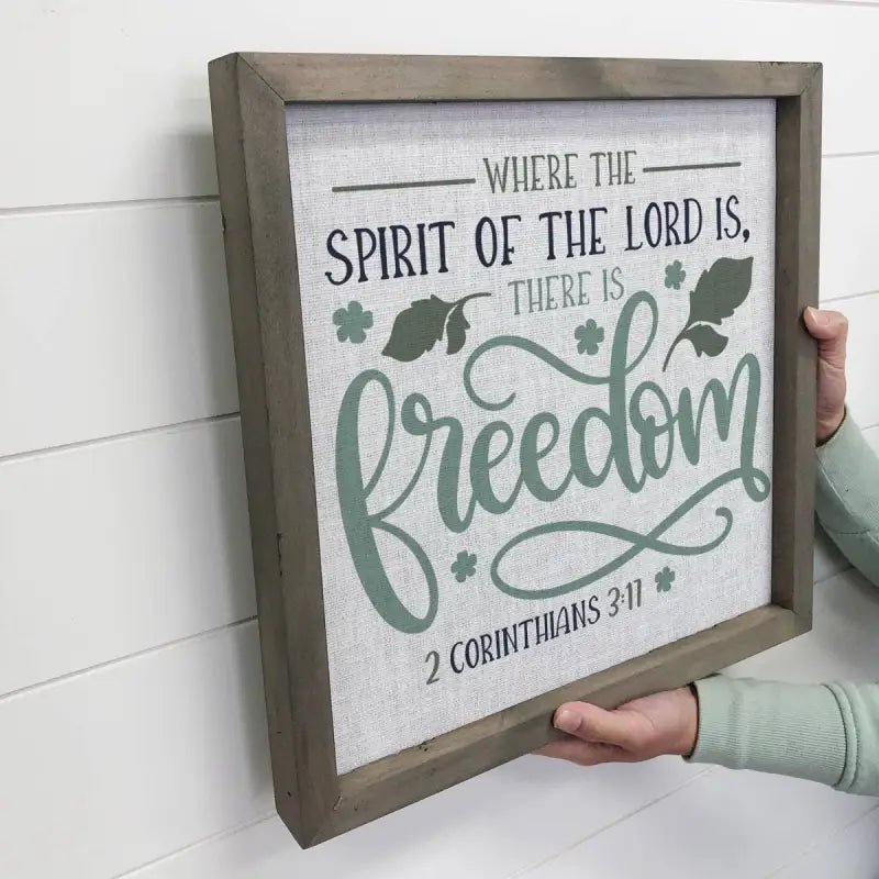 Where The Spirit of the Lord Freedom Wall Art - Scripture - 6x6’’ Mini Canvas Art with Wood Box Frame - Shelf & Wall Art