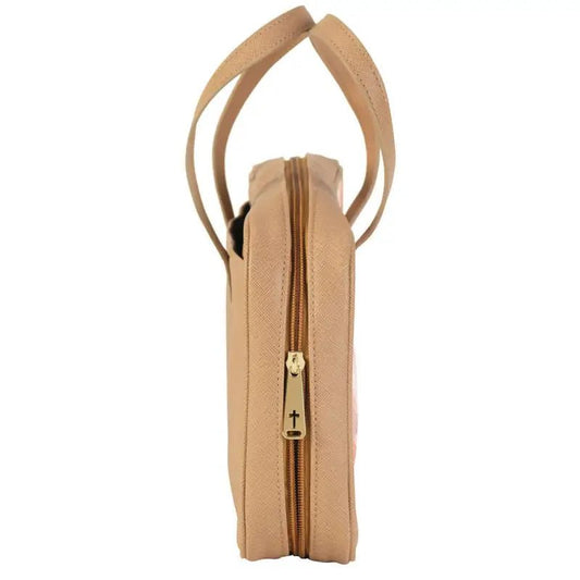 With God All Things Are Possible Bible Cover - Bible Covers tan zippered tote bag