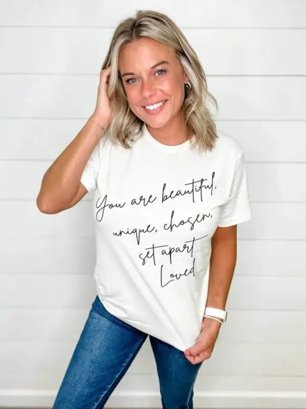 You are Chosen Set Apart Cream Faith T-Shirt - Small - T-Shirts woman graphic tee