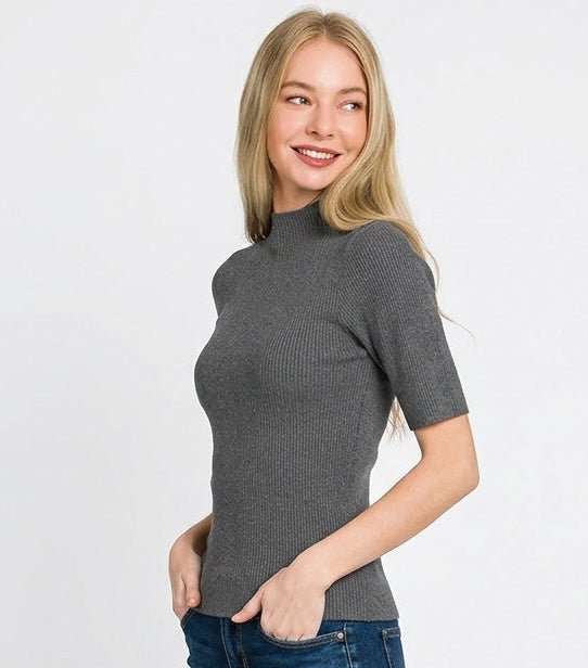 Zenana Viscose Ribbed Mock Neck Sweater | Tops | 3