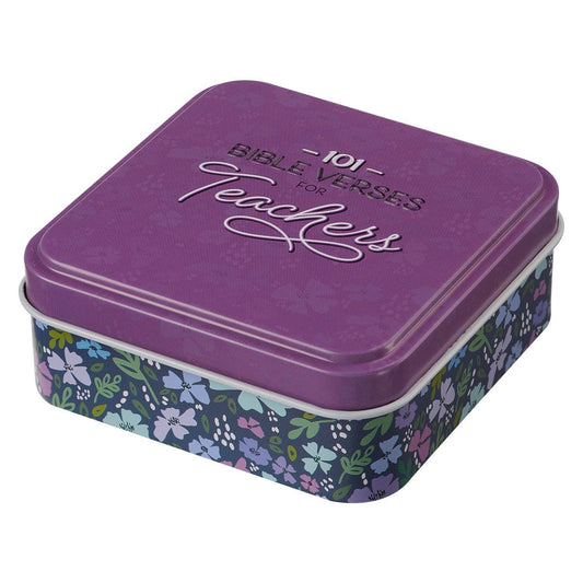 101 Bible Verses For Teachers Purple Scripture Cards in a Tin | Box of Blessings | 1