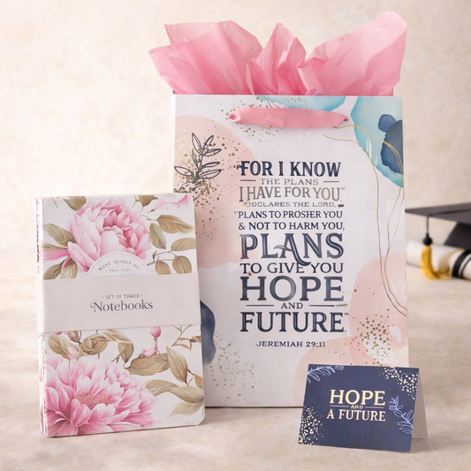 Christian Graduation Gift Set for Her – Jeremiah 29:11 Gift Bag & Proverbs 31 Notebook Set
