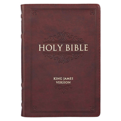 Burgundy Faux Leather Large Print Thinline King James Version Bible with Thumb Index | Bibles | 2