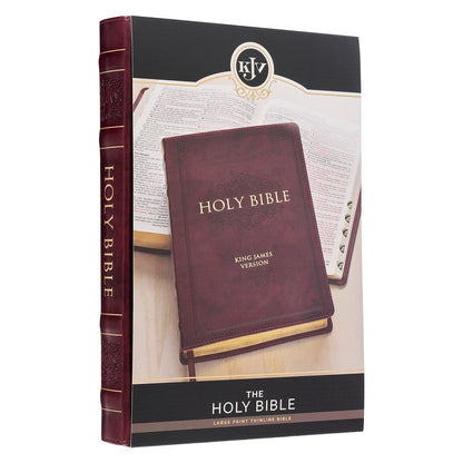 Burgundy Faux Leather Large Print Thinline King James Version Bible with Thumb Index | Bibles | 10