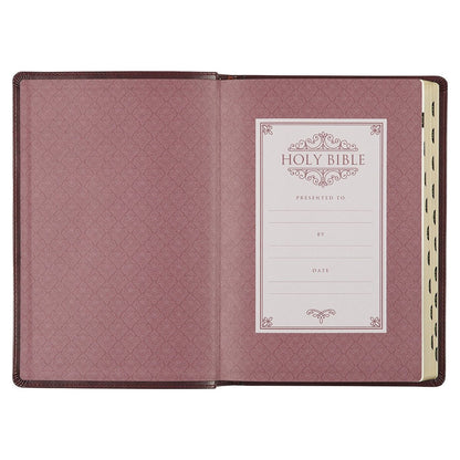 Burgundy Faux Leather Large Print Thinline King James Version Bible with Thumb Index | Bibles | 4