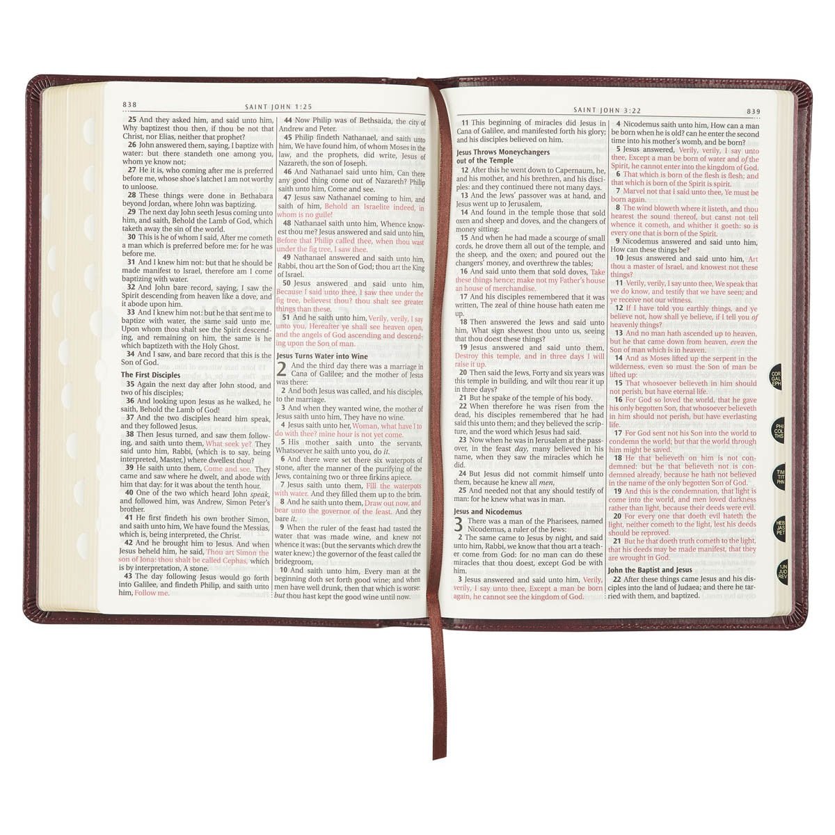 Burgundy Faux Leather Large Print Thinline King James Version Bible with Thumb Index | Bibles | 7