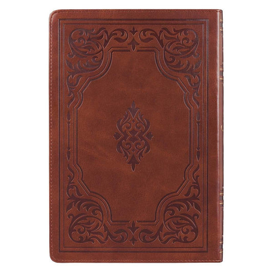Antiqued Brown Faux Leather Large Print Thinline King James Version Bible with Thumb Index | Bibles | 2