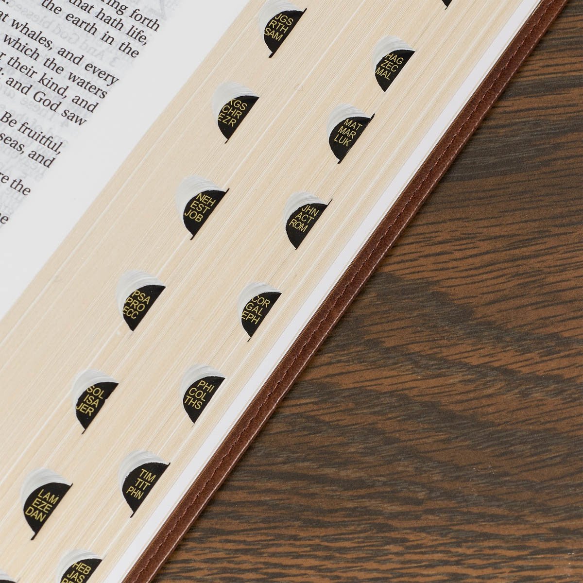 Antiqued Brown Faux Leather Large Print Thinline King James Version Bible with Thumb Index | Bibles | 5