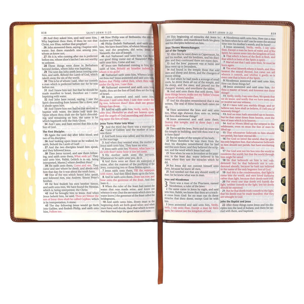 Antiqued Brown Faux Leather Large Print Thinline King James Version Bible with Thumb Index | Bibles | 7