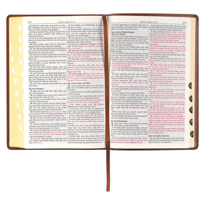 Antiqued Brown Faux Leather Large Print Thinline King James Version Bible with Thumb Index | Bibles | 7