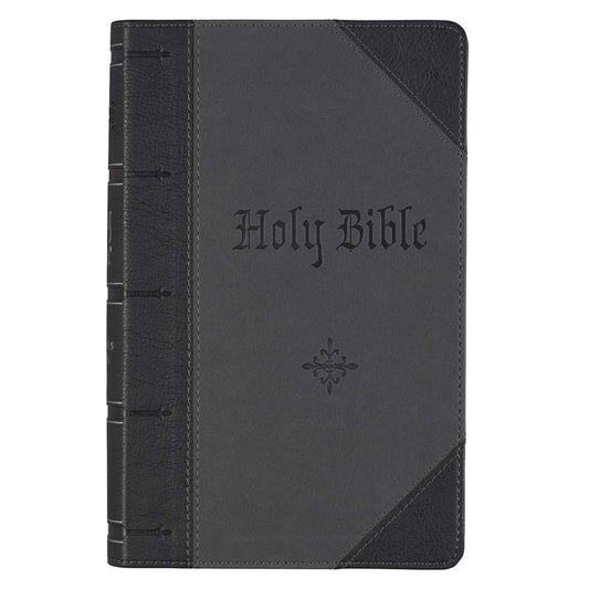 Black and Gray Two - tone Faux Leather Giant Print Standard - size King James Version Bible with Thumb Index | Bibles | 2