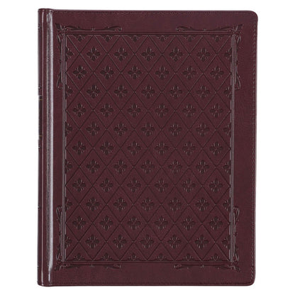 Burgundy Diamond Grid Faux Leather Hardcover Large Print King James Version Note - taking Bible | Bibles | 2