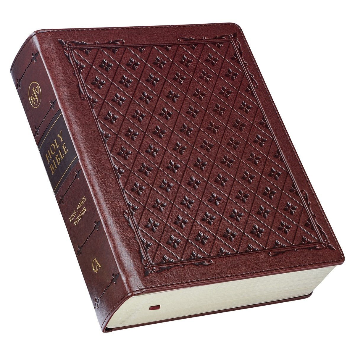 Burgundy Diamond Grid Faux Leather Hardcover Large Print King James Version Note - taking Bible | Bibles | 5