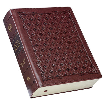 Burgundy Diamond Grid Faux Leather Hardcover Large Print King James Version Note - taking Bible | Bibles | 5