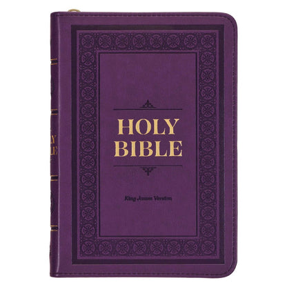 Iris Purple Faux Leather Compact King James Version Bible with Zippered Closure | Bibles | 2