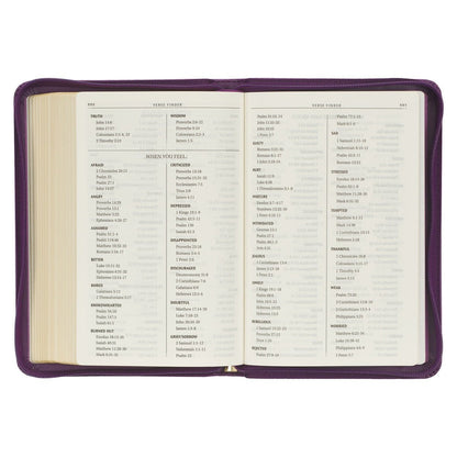 Iris Purple Faux Leather Compact King James Version Bible with Zippered Closure | Bibles | 6