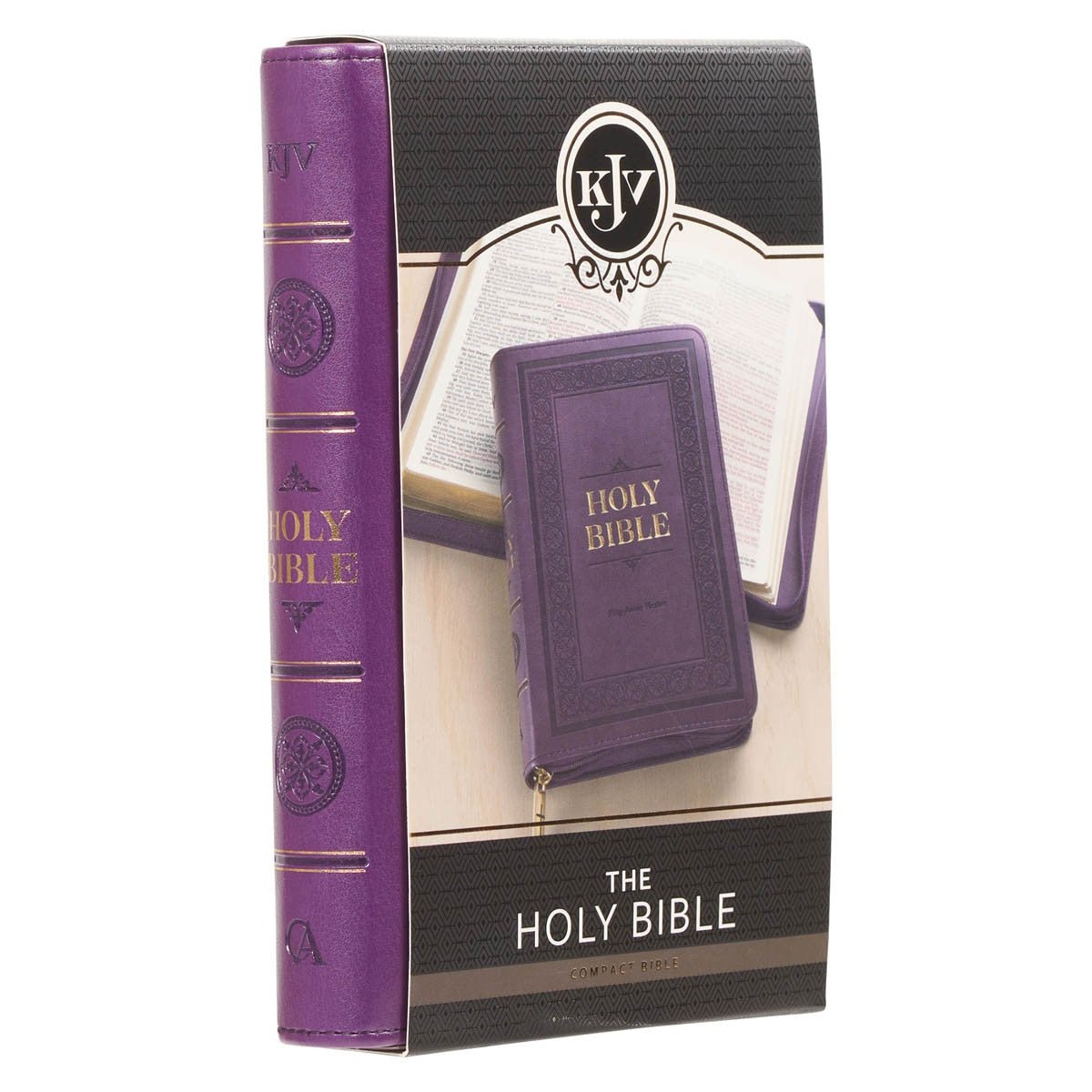 Iris Purple Faux Leather Compact King James Version Bible with Zippered Closure | Bibles | 8
