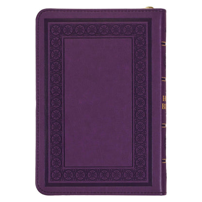Iris Purple Faux Leather Compact King James Version Bible with Zippered Closure | Bibles | 3