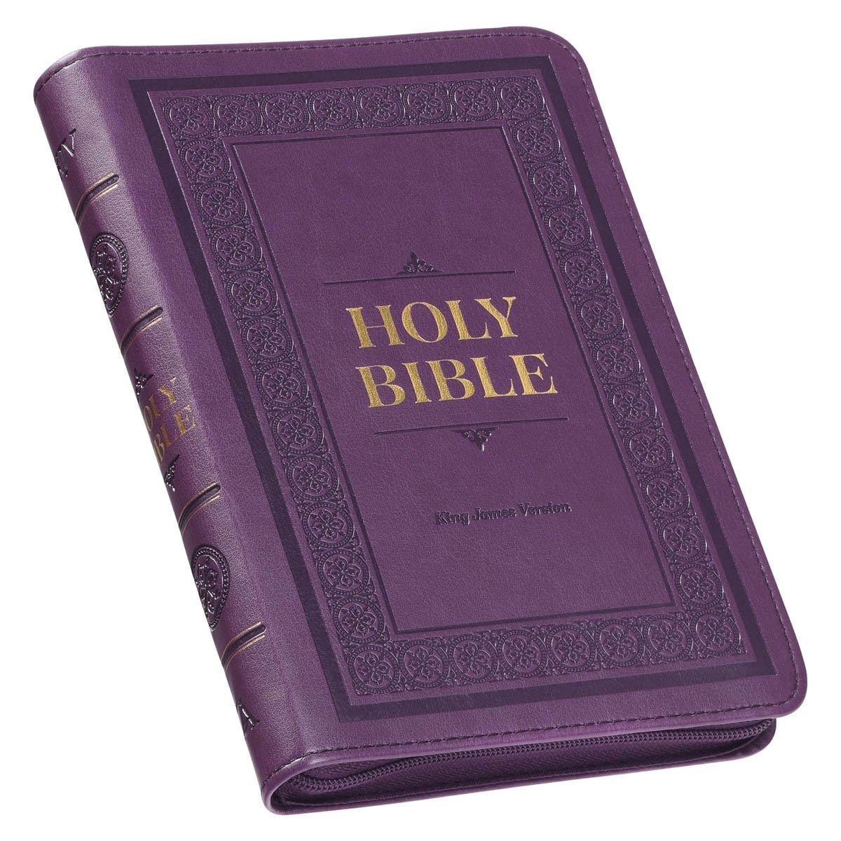 Iris Purple Faux Leather Compact King James Version Bible with Zippered Closure | Bibles | 1