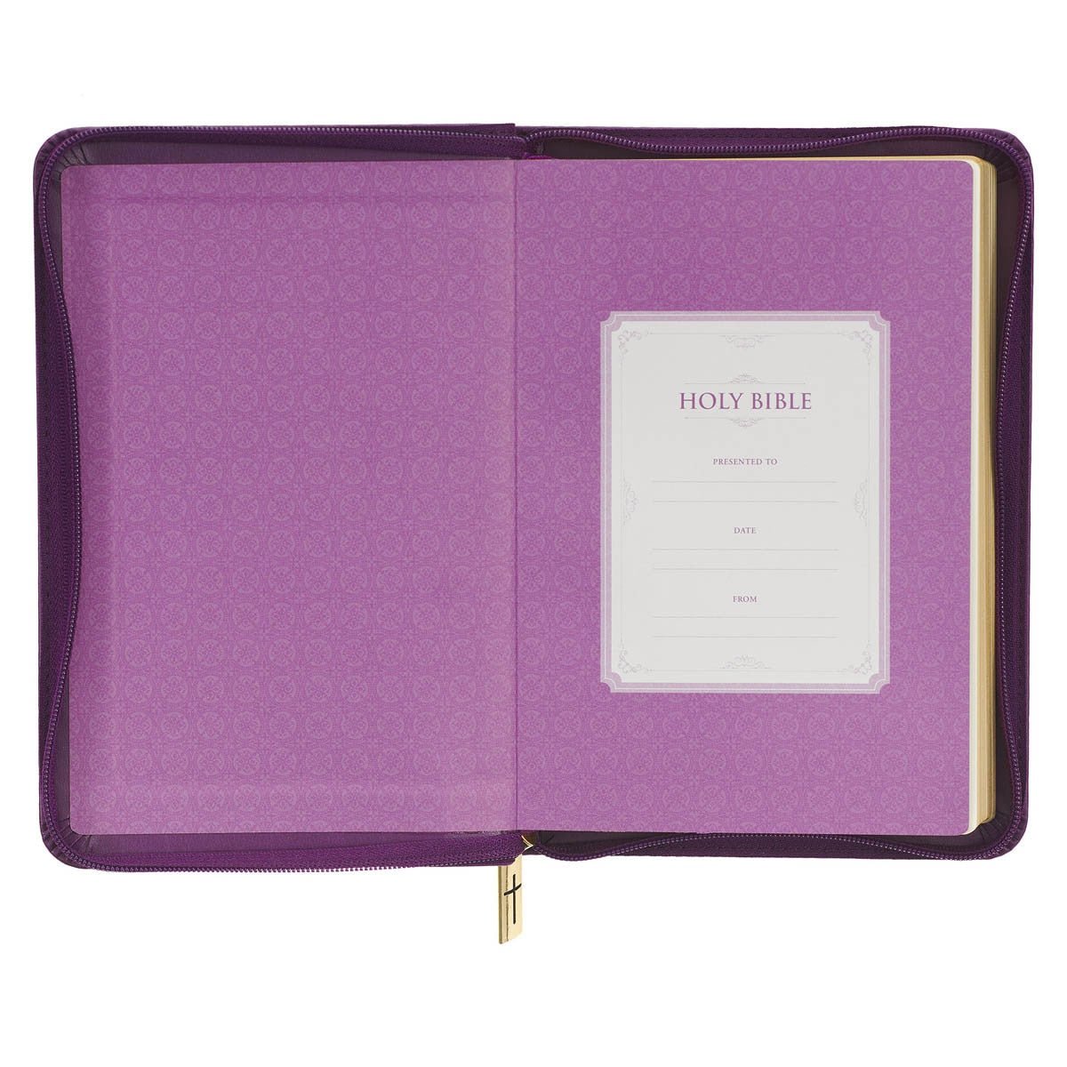 Iris Purple Faux Leather Compact King James Version Bible with Zippered Closure | Bibles | 4