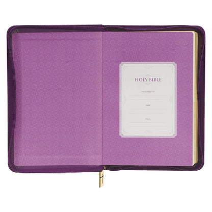 Iris Purple Faux Leather Compact King James Version Bible with Zippered Closure | Bibles | 4