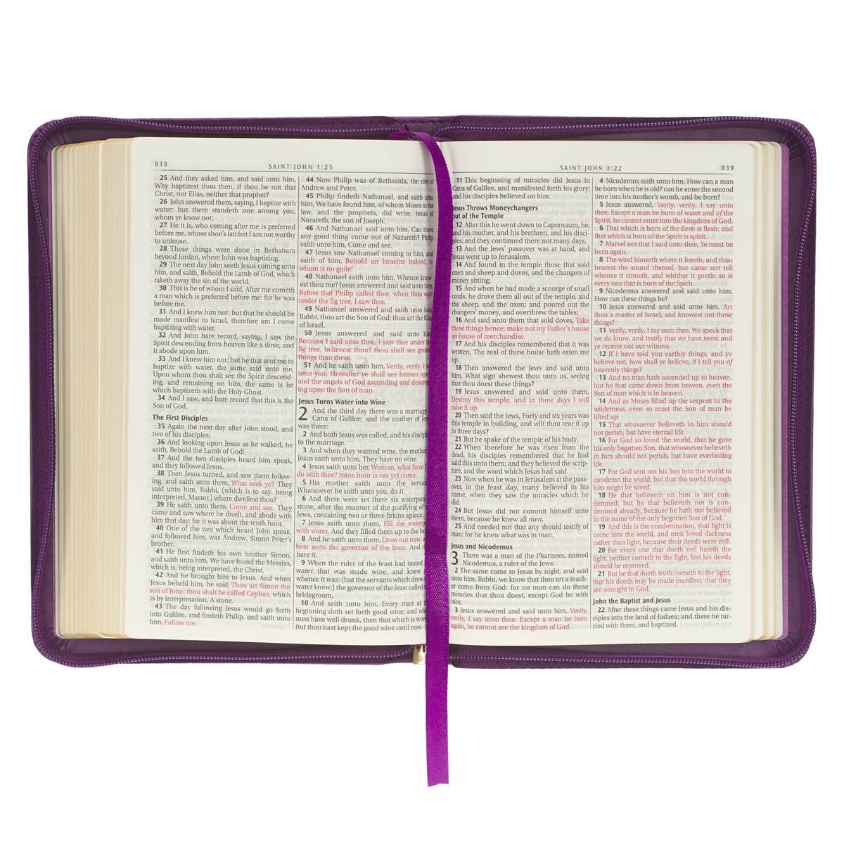 Iris Purple Faux Leather Compact King James Version Bible with Zippered Closure | Bibles | 5