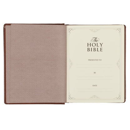 Saddle Tan Faux Leather Hardcover King James Version Note - taking Bible | Bibles | 4