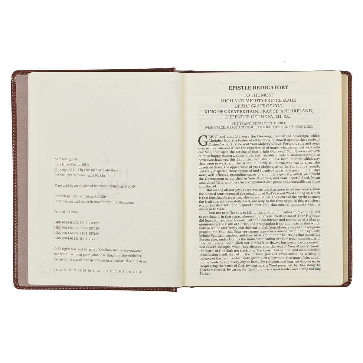 Saddle Tan Faux Leather Hardcover King James Version Note - taking Bible | Bibles | 6