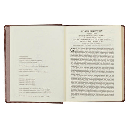 Saddle Tan Faux Leather Hardcover King James Version Note - taking Bible | Bibles | 6