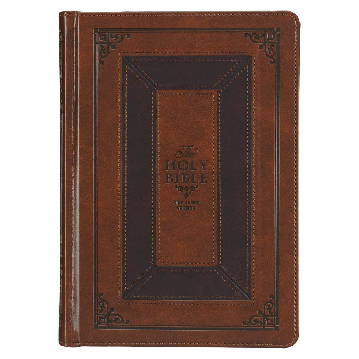 Toffee and Burgundy Faux Leather Hardcover King James Version Study Bible with Thumb Index | Bibles | 2