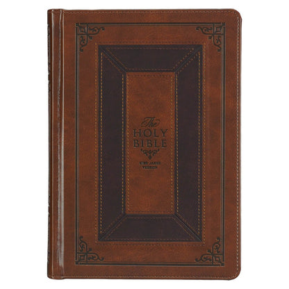 Toffee and Burgundy Faux Leather Hardcover King James Version Study Bible with Thumb Index | Bibles | 2