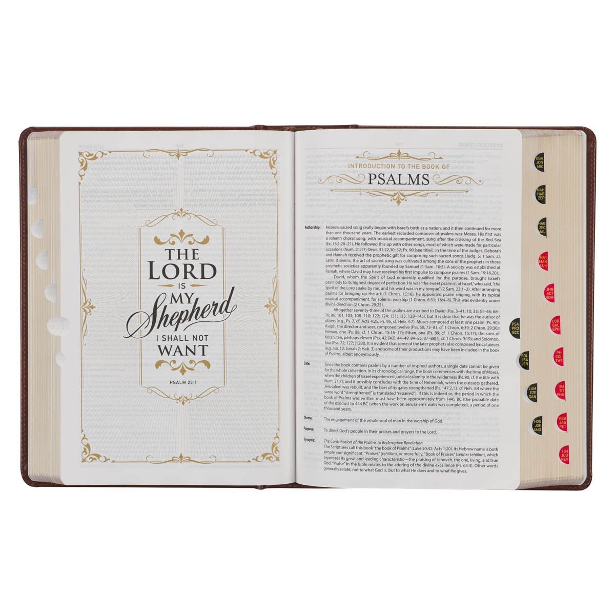 Toffee and Burgundy Faux Leather Hardcover King James Version Study Bible with Thumb Index | Bibles | 10