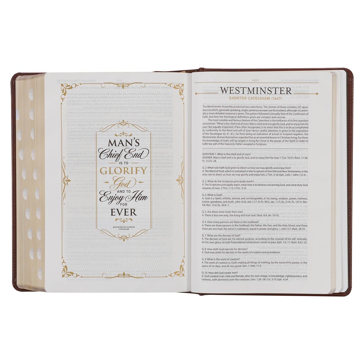 Toffee and Burgundy Faux Leather Hardcover King James Version Study Bible with Thumb Index | Bibles | 11