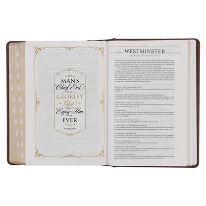 Toffee and Burgundy Faux Leather Hardcover King James Version Study Bible with Thumb Index | Bibles | 11