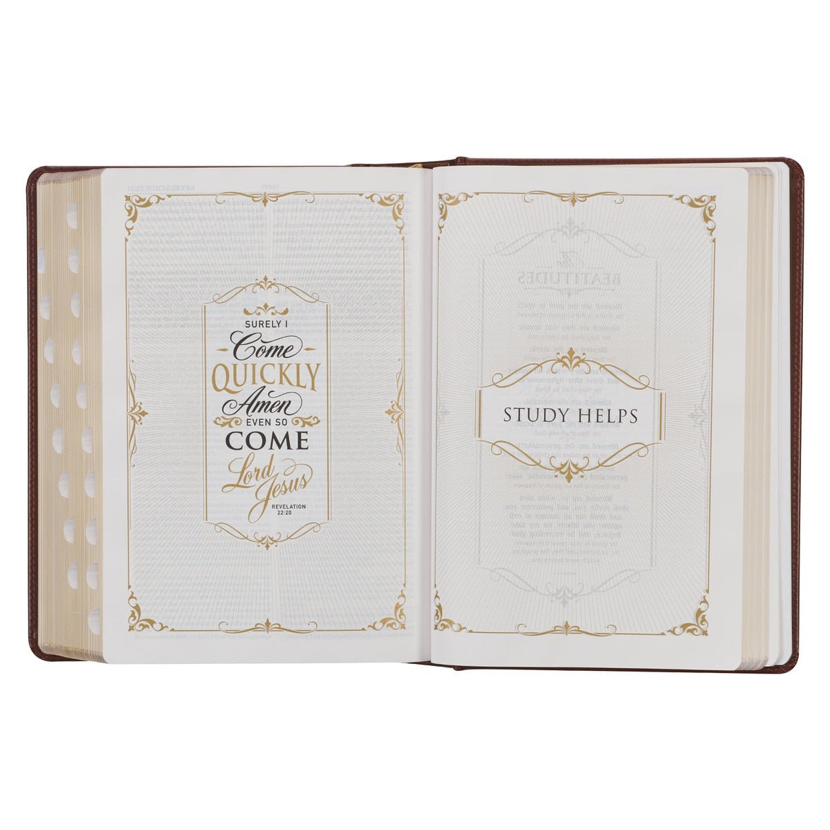 Toffee and Burgundy Faux Leather Hardcover King James Version Study Bible with Thumb Index | Bibles | 13