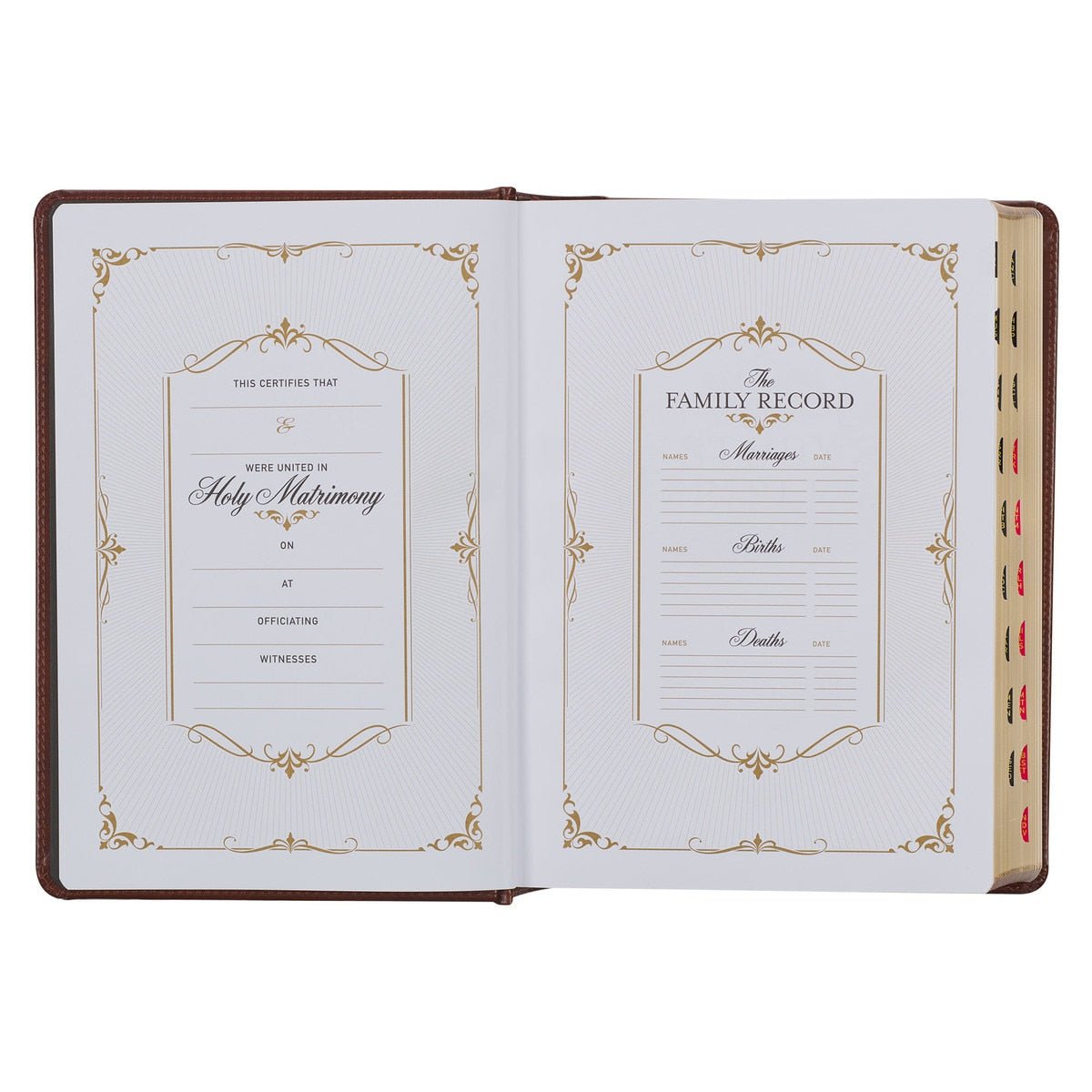 Toffee and Burgundy Faux Leather Hardcover King James Version Study Bible with Thumb Index | Bibles | 14