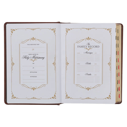 Toffee and Burgundy Faux Leather Hardcover King James Version Study Bible with Thumb Index | Bibles | 14