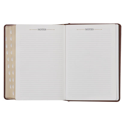 Toffee and Burgundy Faux Leather Hardcover King James Version Study Bible with Thumb Index | Bibles | 16