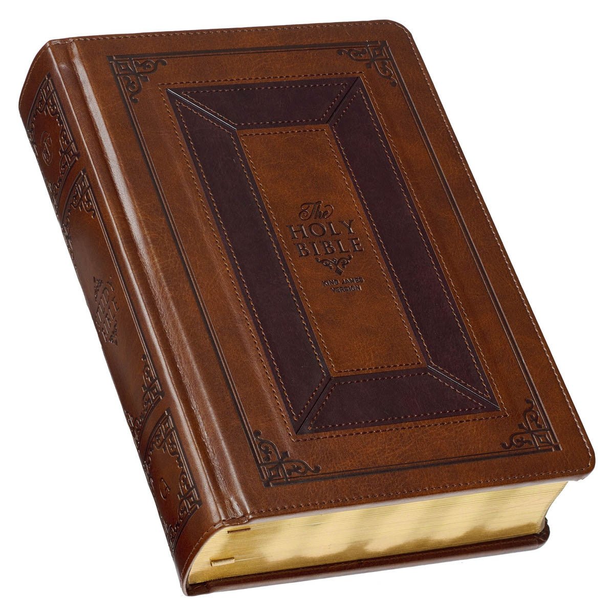 Toffee and Burgundy Faux Leather Hardcover King James Version Study Bible with Thumb Index | Bibles | 1