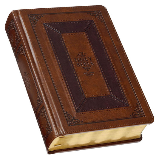 Toffee and Burgundy Faux Leather Hardcover King James Version Study Bible with Thumb Index | Bibles | 1