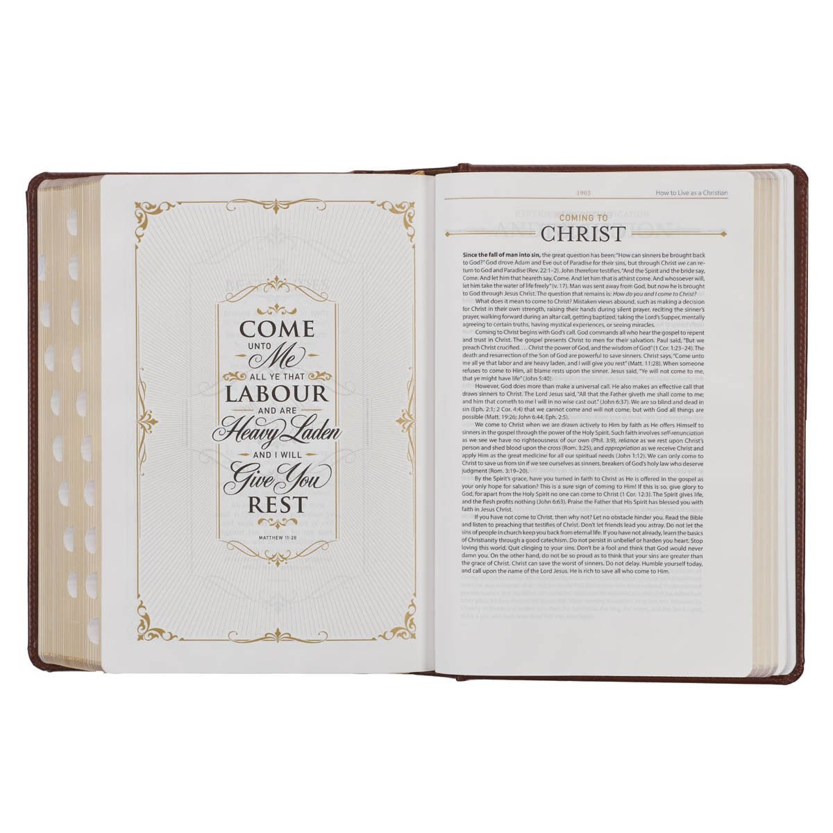 Toffee and Burgundy Faux Leather Hardcover King James Version Study Bible with Thumb Index | Bibles | 6