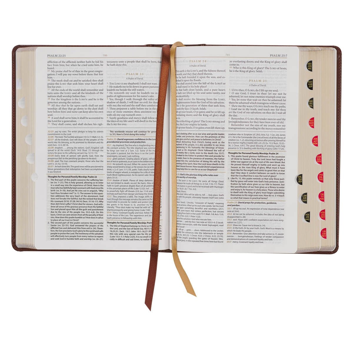 Toffee and Burgundy Faux Leather Hardcover King James Version Study Bible with Thumb Index | Bibles | 7