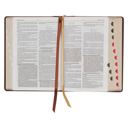 Toffee and Burgundy Faux Leather Hardcover King James Version Study Bible with Thumb Index | Bibles | 7