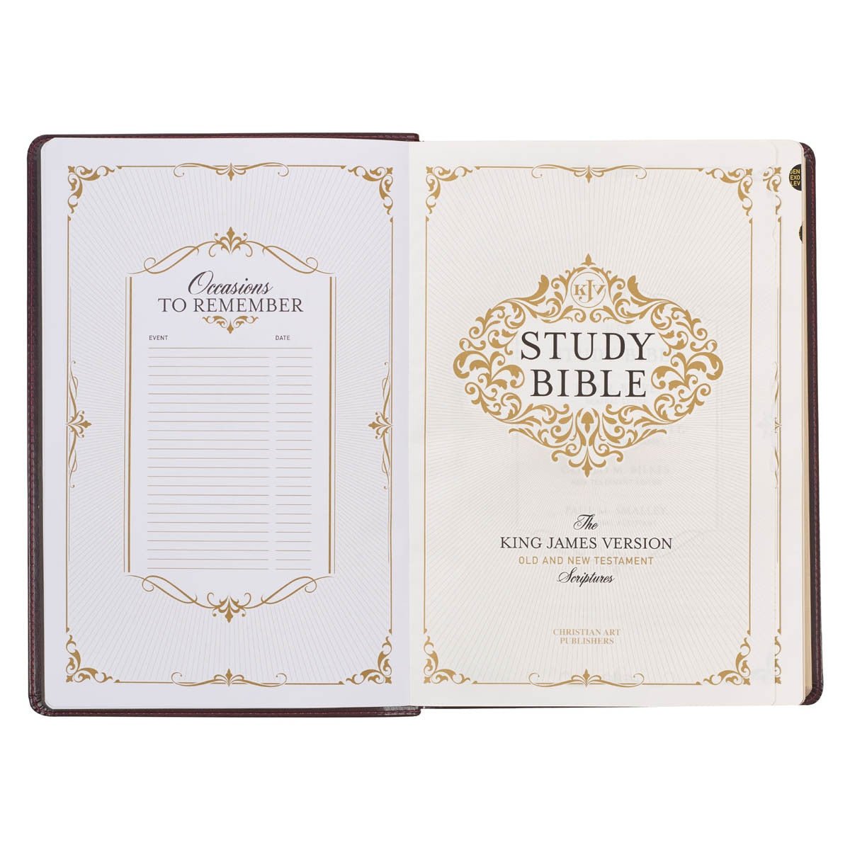 Large Print KJV Study Bible in Burgundy and Saddle Tan with Thumb Index | Bibles | 14